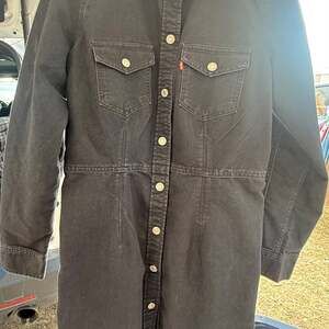 Levis Dress Womens Small Black Denim Metal Button Up Pocket Outdoors